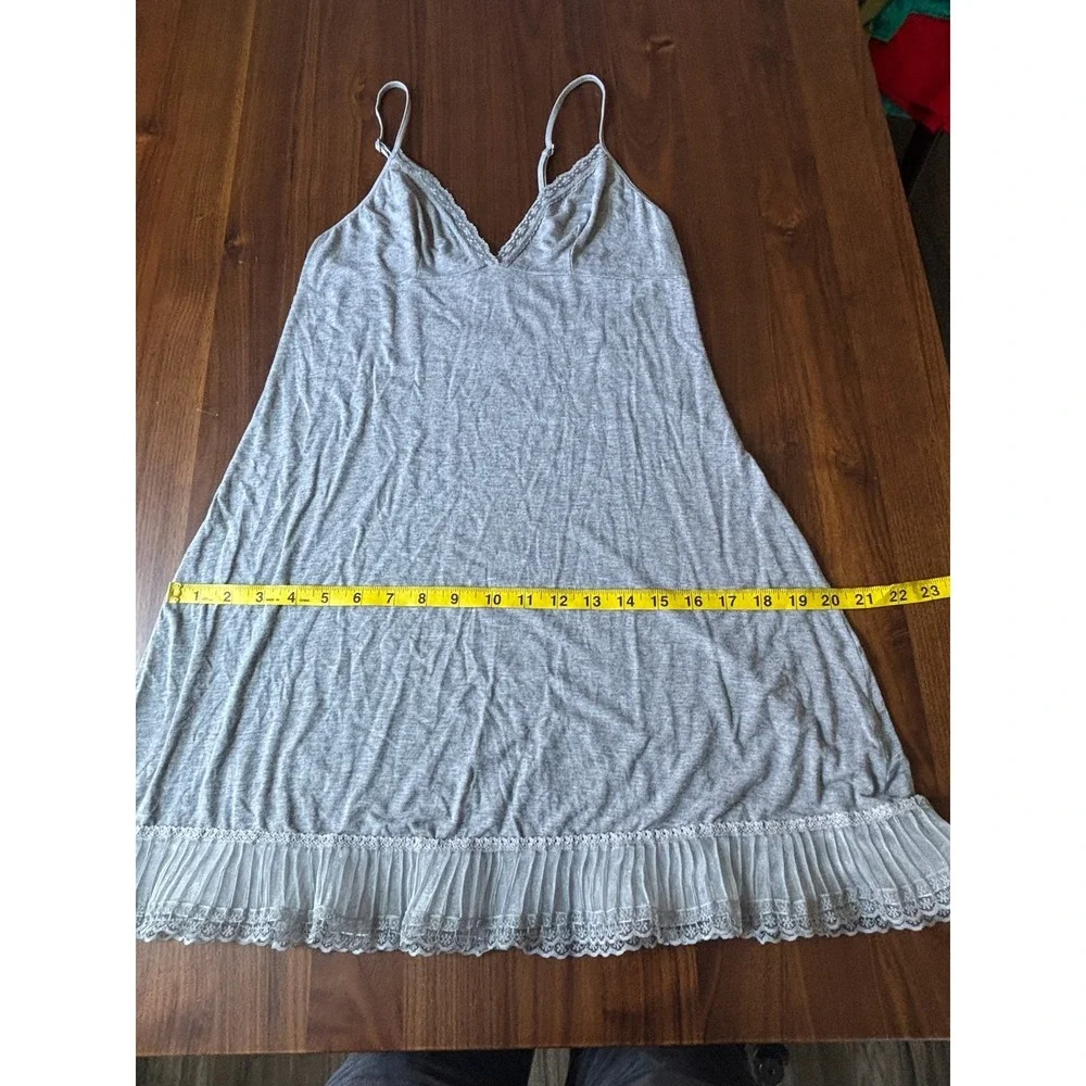 Lace Trim Victoria's Secret Angels Nightgown Ruffle Hem Chemise S Grey Vintage